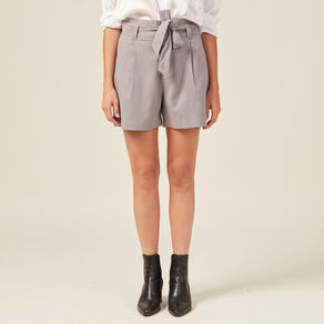 Short paperbag à pinces gris femme