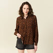 Chemise manches longues fluide marron foncé femme