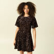 Robe manches courtes &agrave; sequins marron femme
