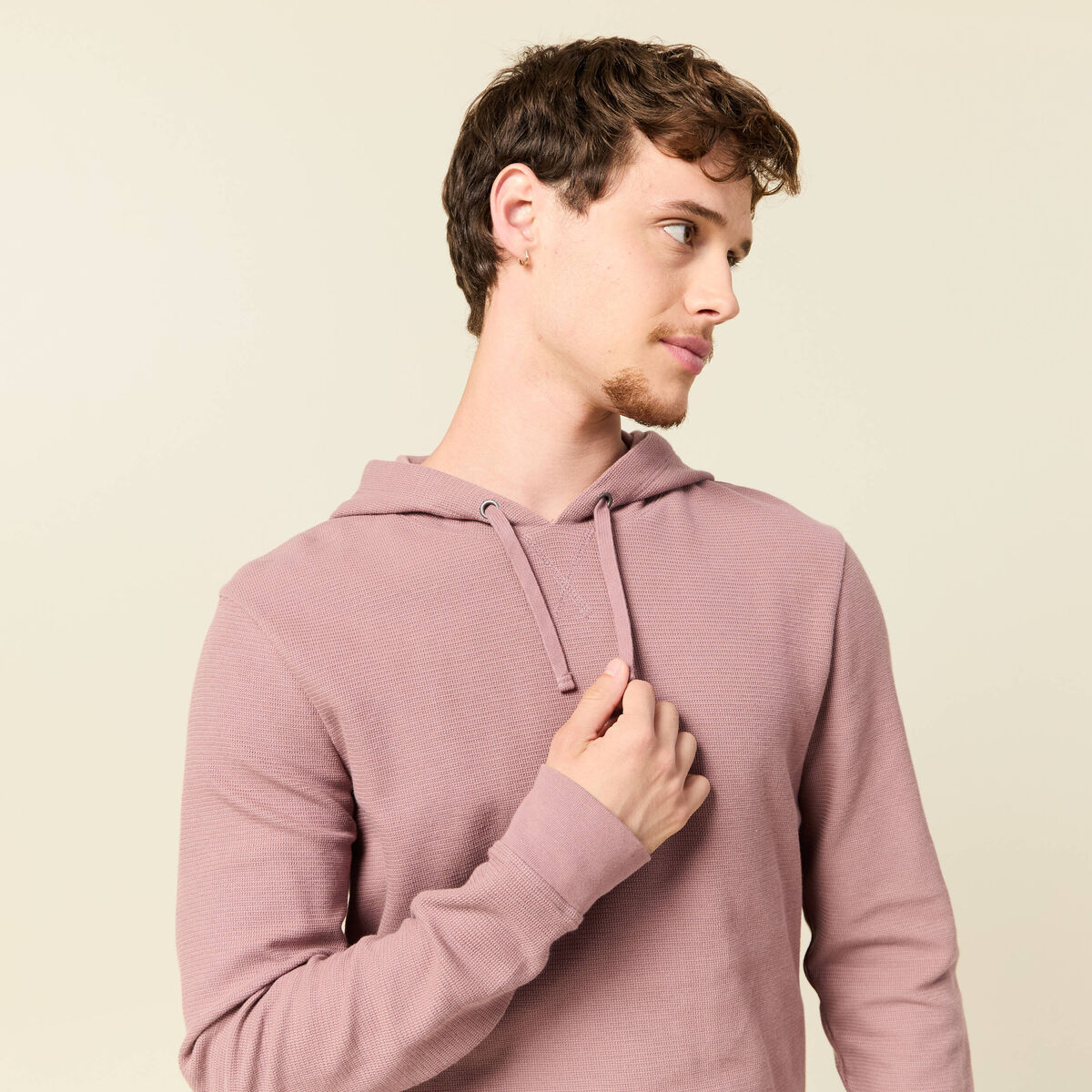 T-shirt &agrave; capuche vieux rose homme