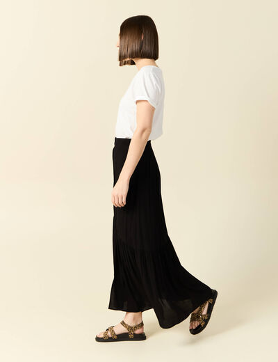Jupe longue évasée noir femme