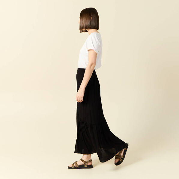 Jupe longue évasée noir femme