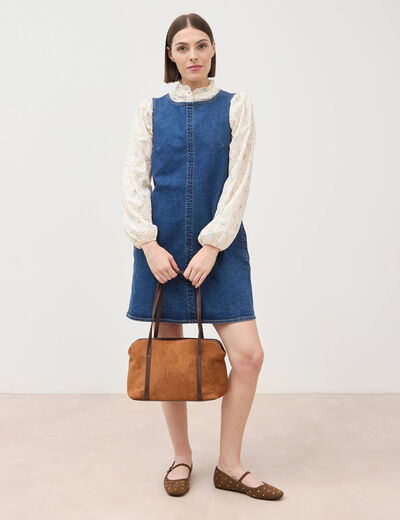 Robe sans manches col rond en jeans denim stone femme