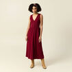 Robe longue droite boutons rouge femme