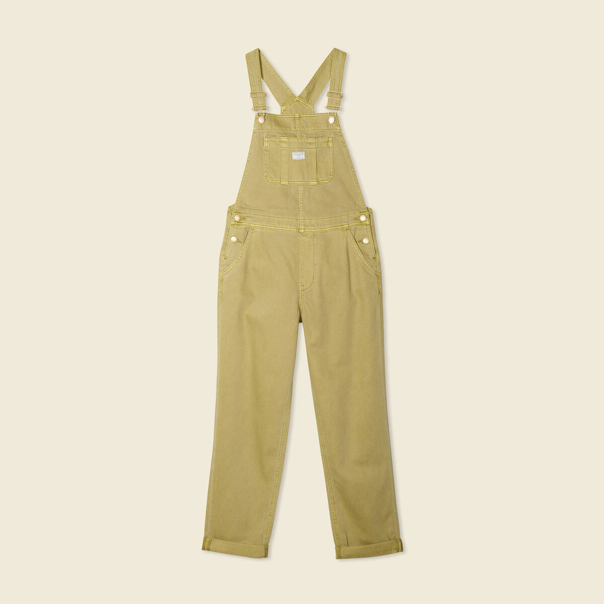 Salopette en jean vert olive femme