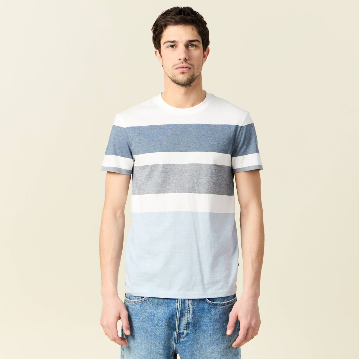 T-shirt manches courtes bleu gris homme
