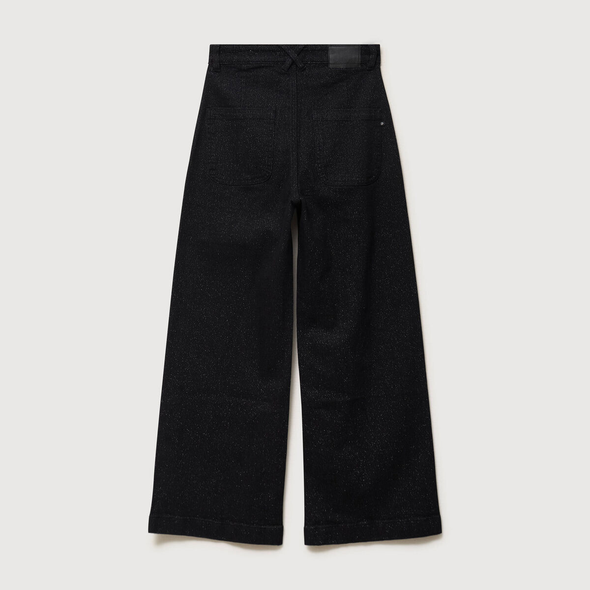 Jeans large taille haute denim noir femme