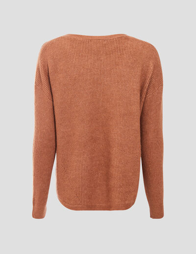 Pull manches longues marron clair femme
