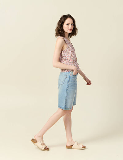 Gilet sans manches noué ivoire femme