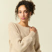 Pull manches longues col rond &agrave; sequins creme femme