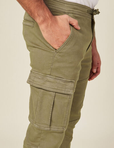 Pantalon battle bas resserré vert kaki homme