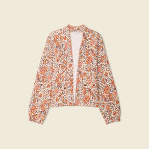 Gilet imprimé manches longues blanc femme