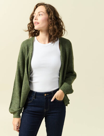 Gilet manches longues vert kaki femme