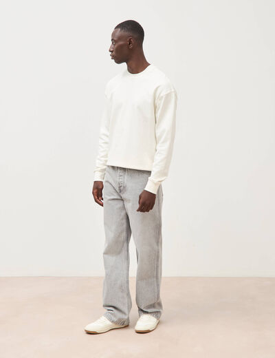 Jeans loose longueur 34 en coton denim gris clair homme
