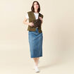 Jupe midi crayon en jean denim used femme
