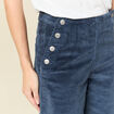 Pantalon large taille haute en velours gris femme