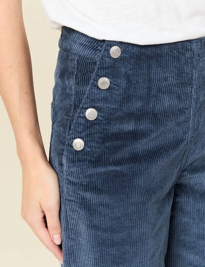 Pantalon large taille haute en velours gris femme