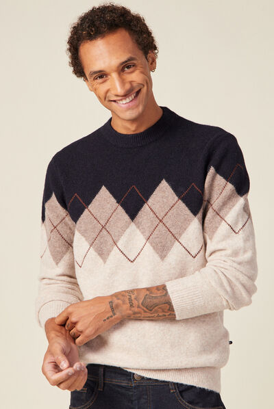 Pull manches longues ecru homme