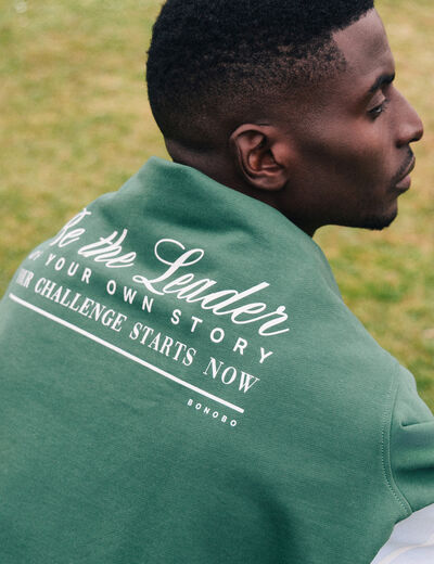 Sweat manches longues en coton vert homme