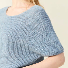 Pull manches courtes bleu gris femme