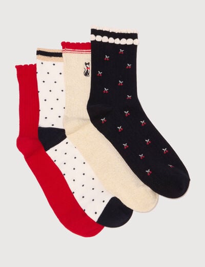 Lot de 4 paires chaussettes hautes noir femme