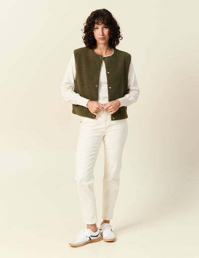 Gilet sans manches vert kaki femme