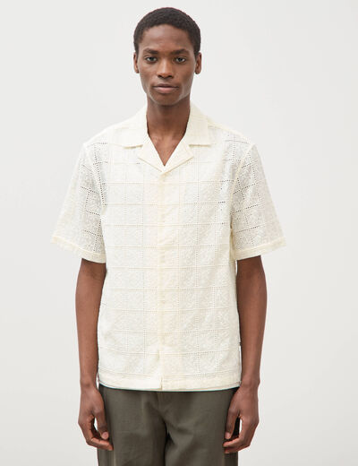Chemise boyfriend en coton avec broderie ecru homme