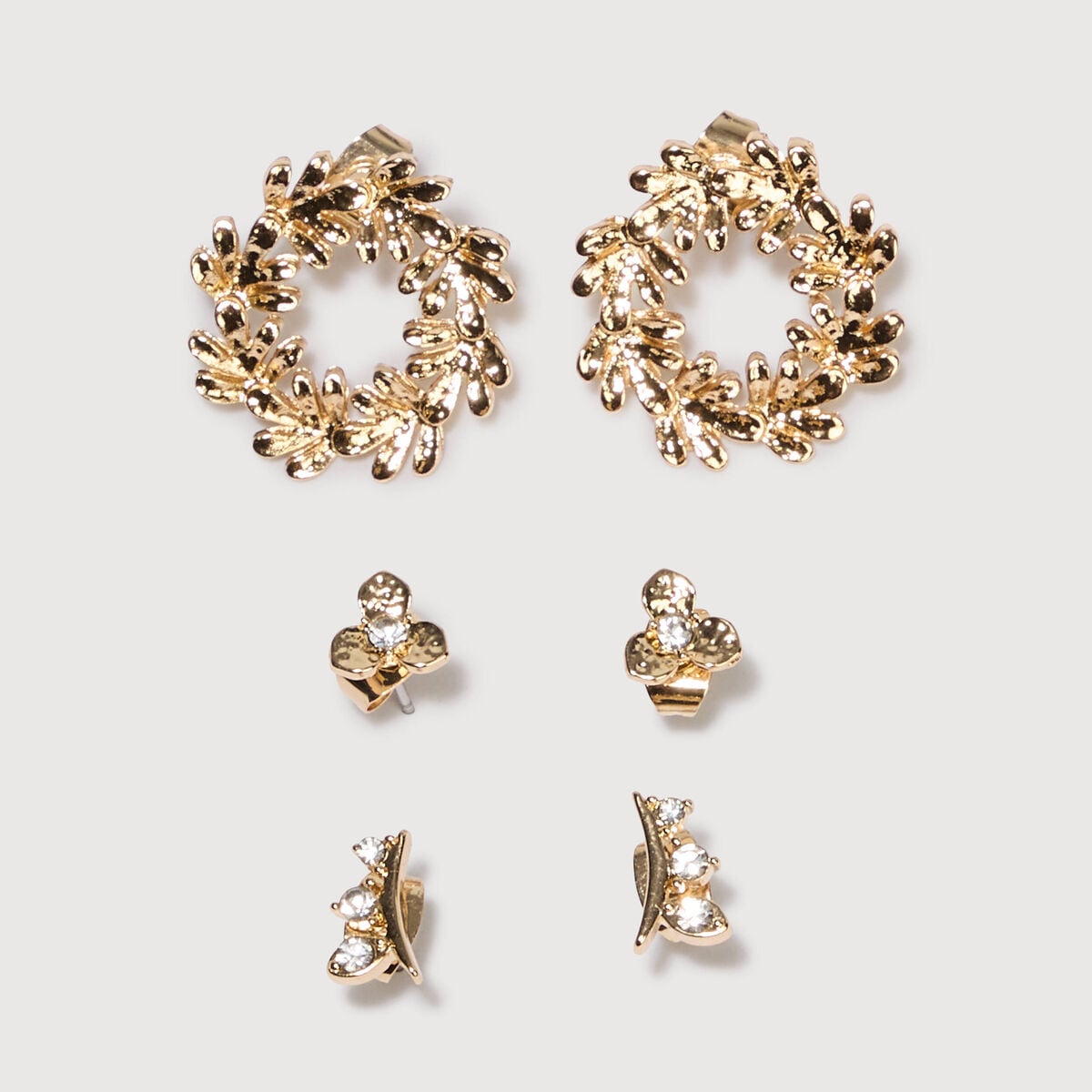 Lot de 3 paires de boucles d'oreilles couleur or femme