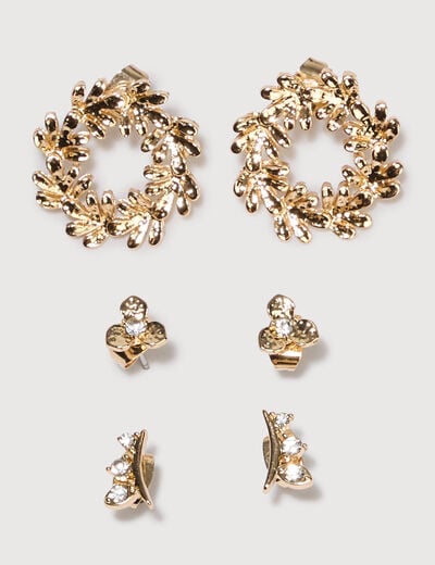 Lot de 3 paires de boucles d'oreilles couleur or femme