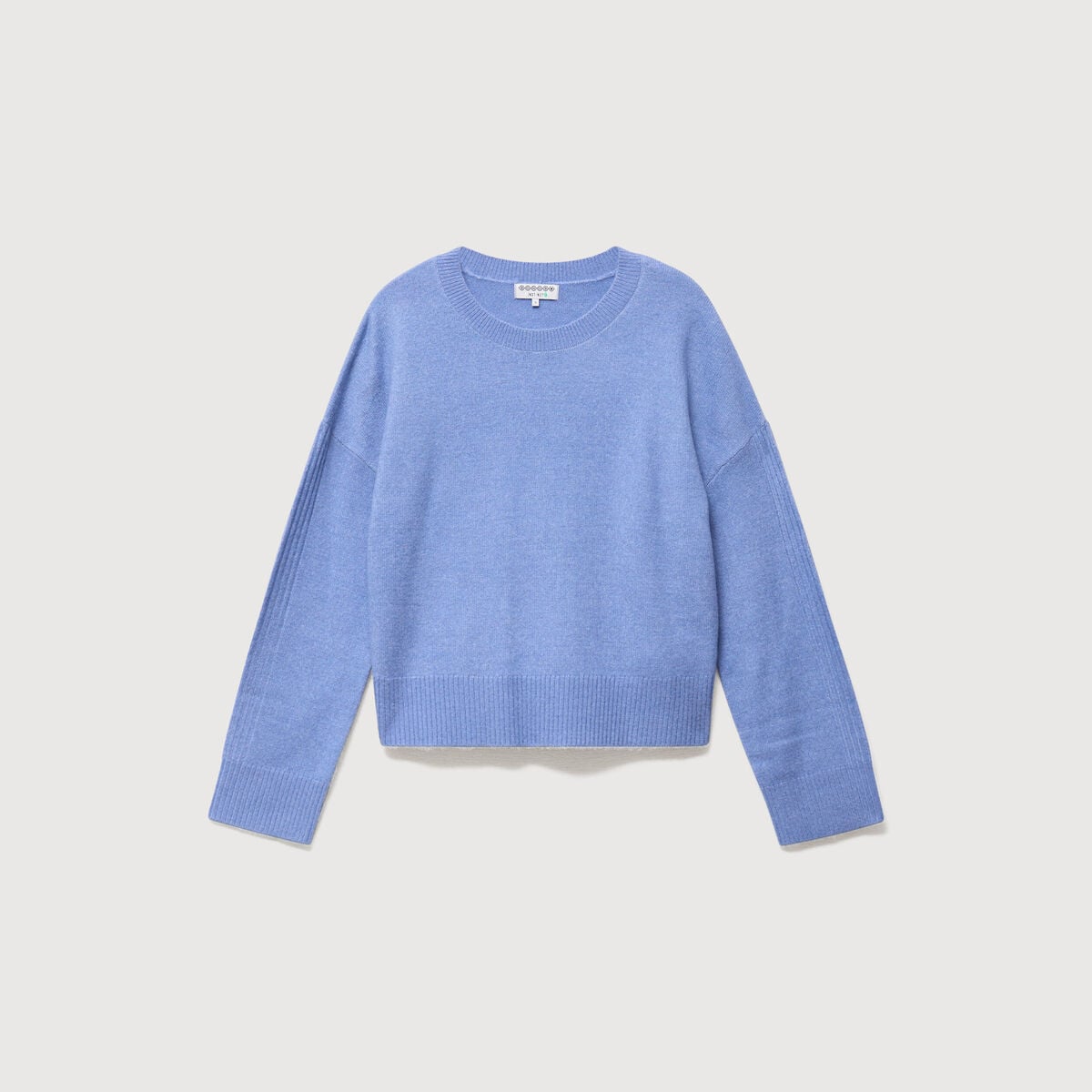Pull col rond manches longues bleu clair femme