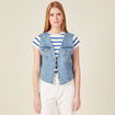 Veste sans manches en jean denim used femme