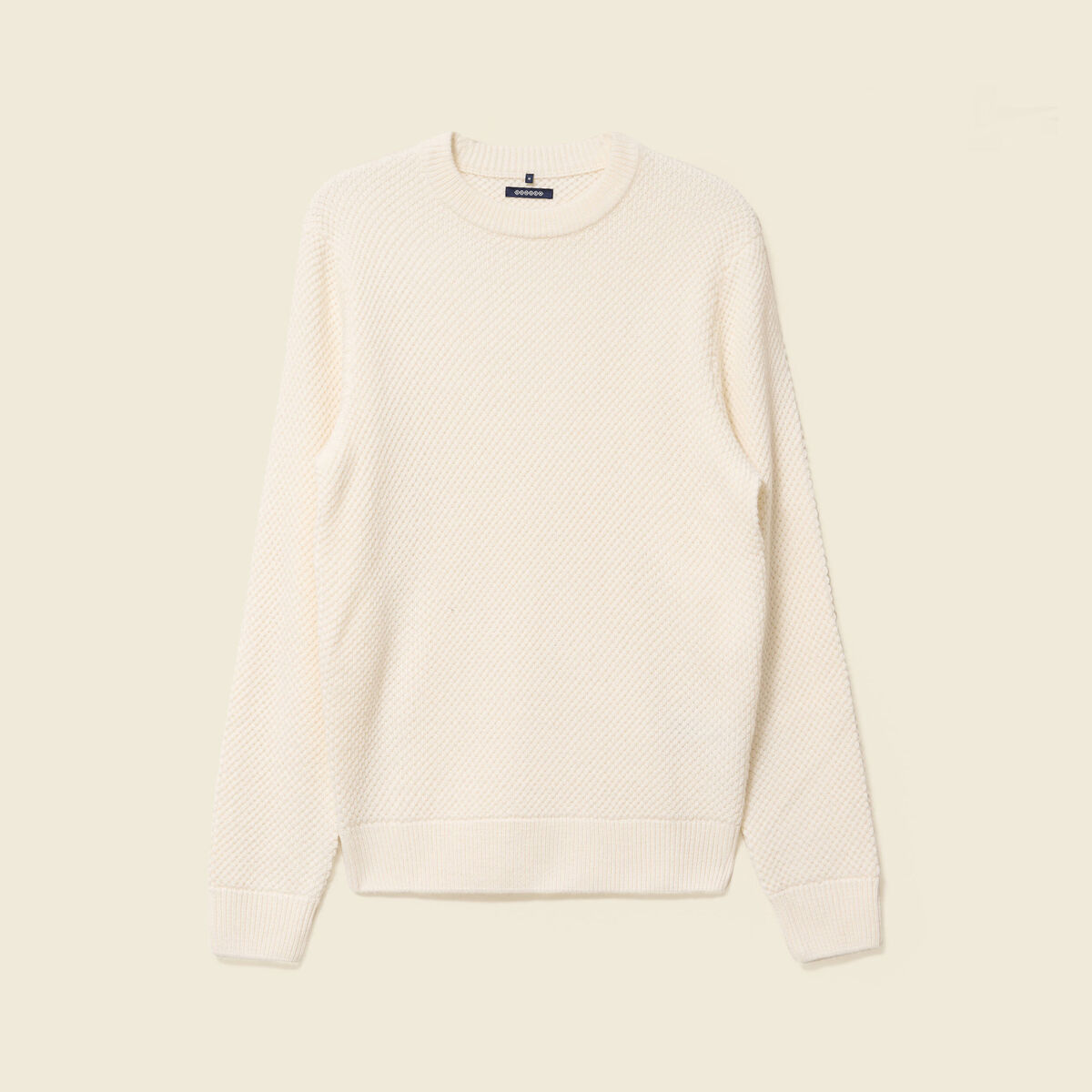 Pull col rond ecru homme