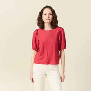 t shirt manches courtes rouge fonce femme T-shirt manches courtes rouge foncé femme