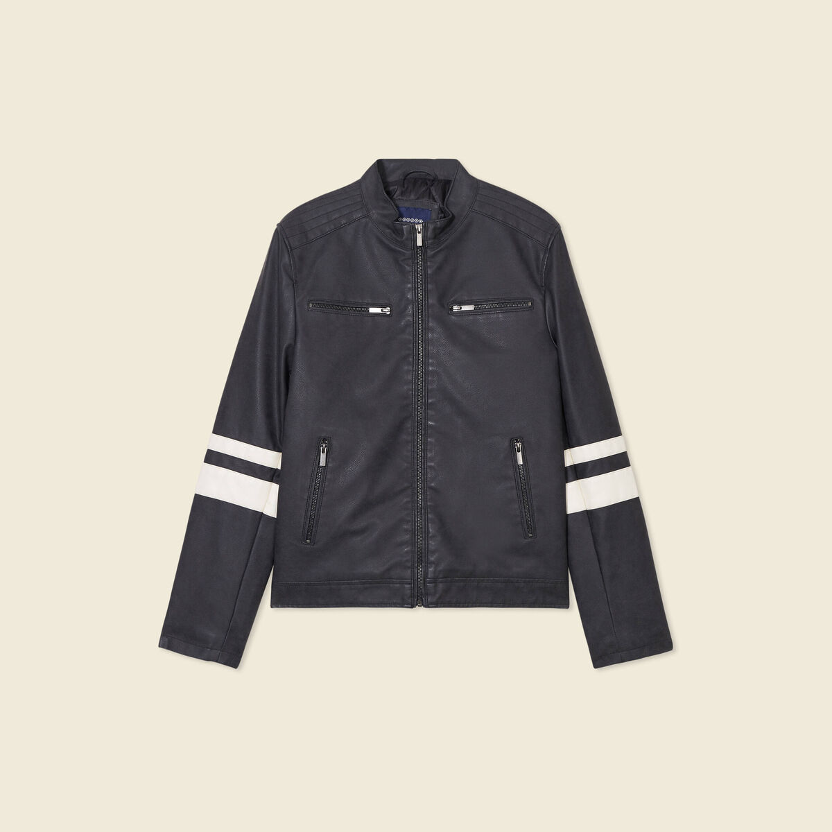 Blouson motard simili cuir noir homme