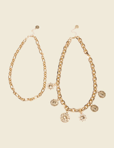 Collier avec cha&icirc;ne couleur or femme