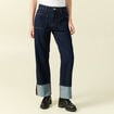 Jeans wide large taille haute denim brut rinse femme