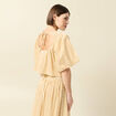 Blouse droite courte manches coude beige moyen femme