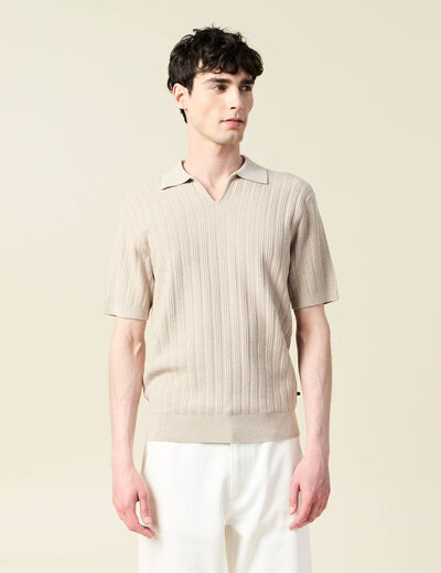Polo manches courtes beige homme