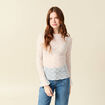 T-shirt ajust&eacute; court manches longues ecru femme