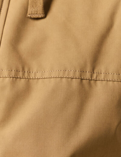 Parka droite courte &agrave; capuche beige homme