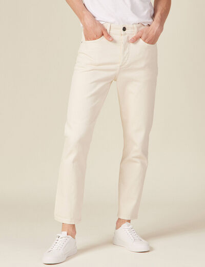 Jeans slim 5 poches denim blanc homme