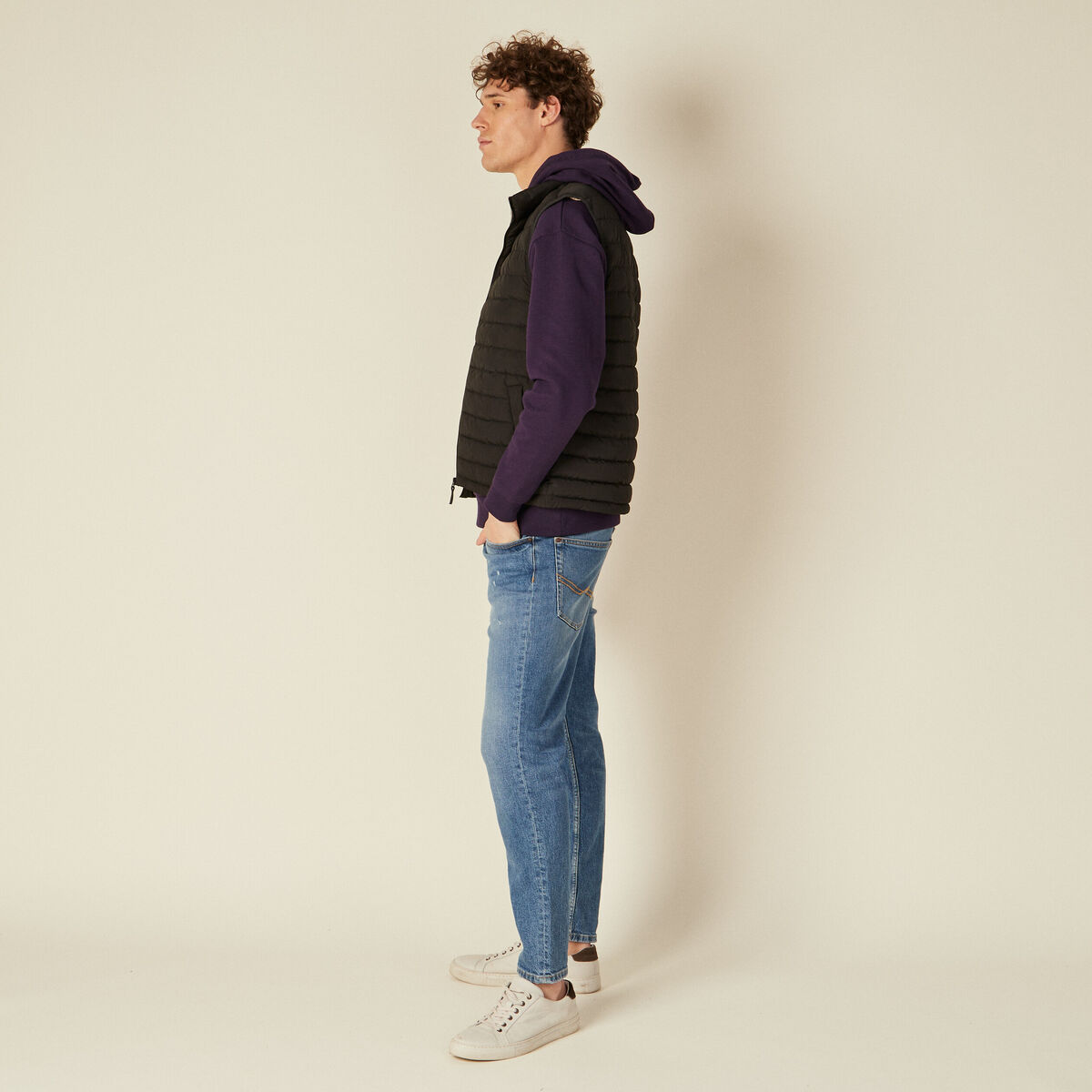 Doudoune droite sans manches noir homme
