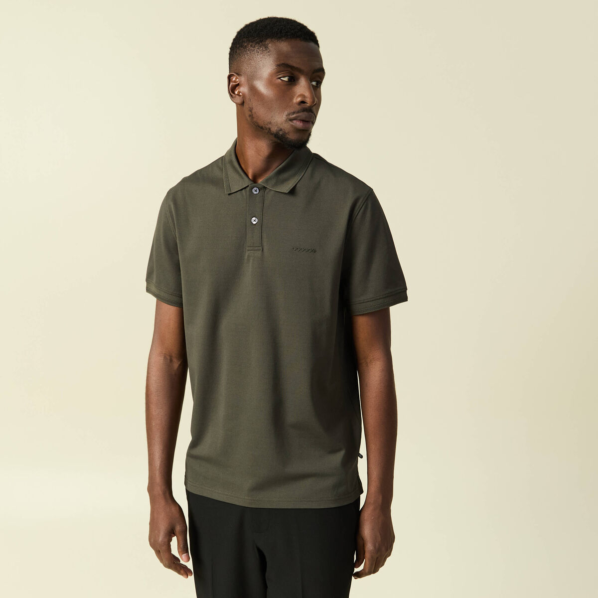 Polo manches courtes vert kaki homme