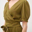 Blouse cropped manches courtes vert kaki femme