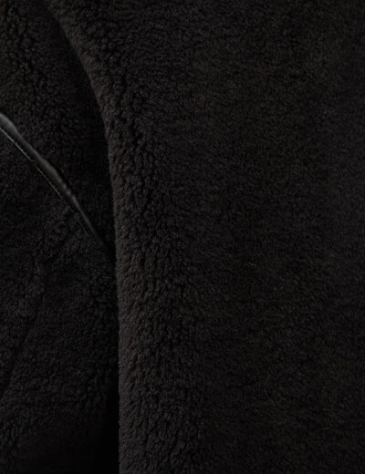Manteau court oversize sherpa noir femme