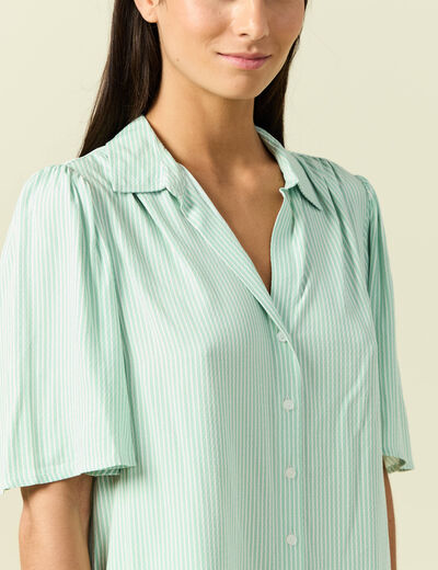 Chemise manches courtes vert pastel femme
