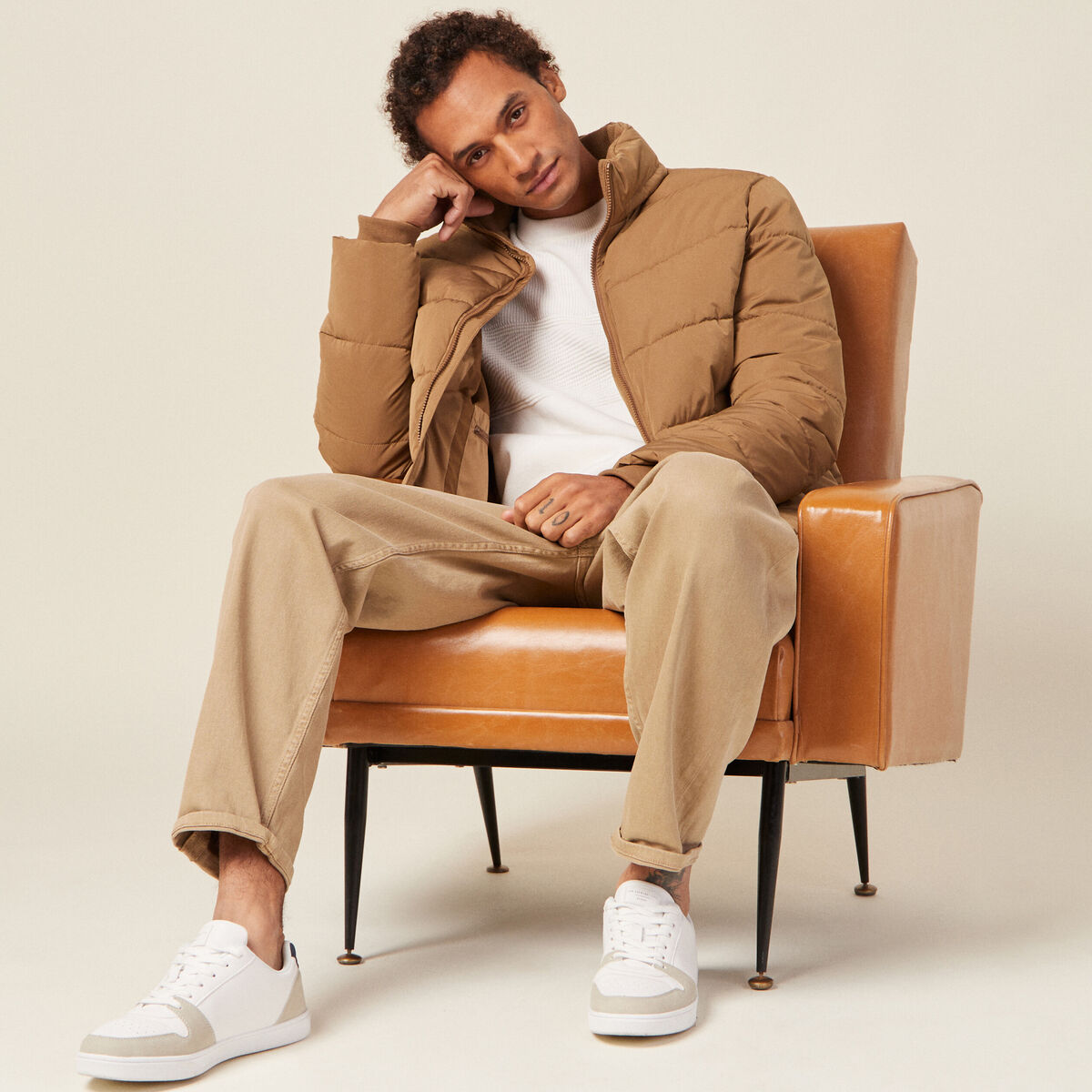 Pull manches longues ecru homme