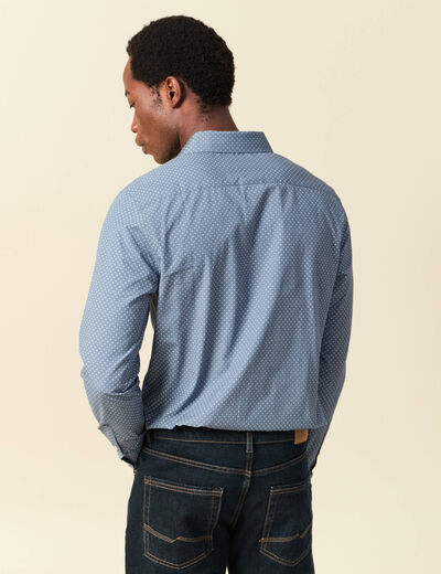 Chemise en coton manches longues bleu marine homme