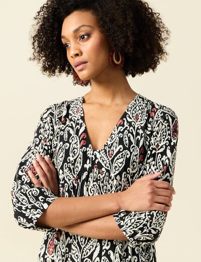 Robe longue évasée noir femme
