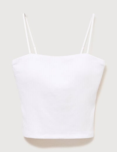 D&eacute;bardeur ajust&eacute; cropped d&eacute;collet&eacute; blanc femme